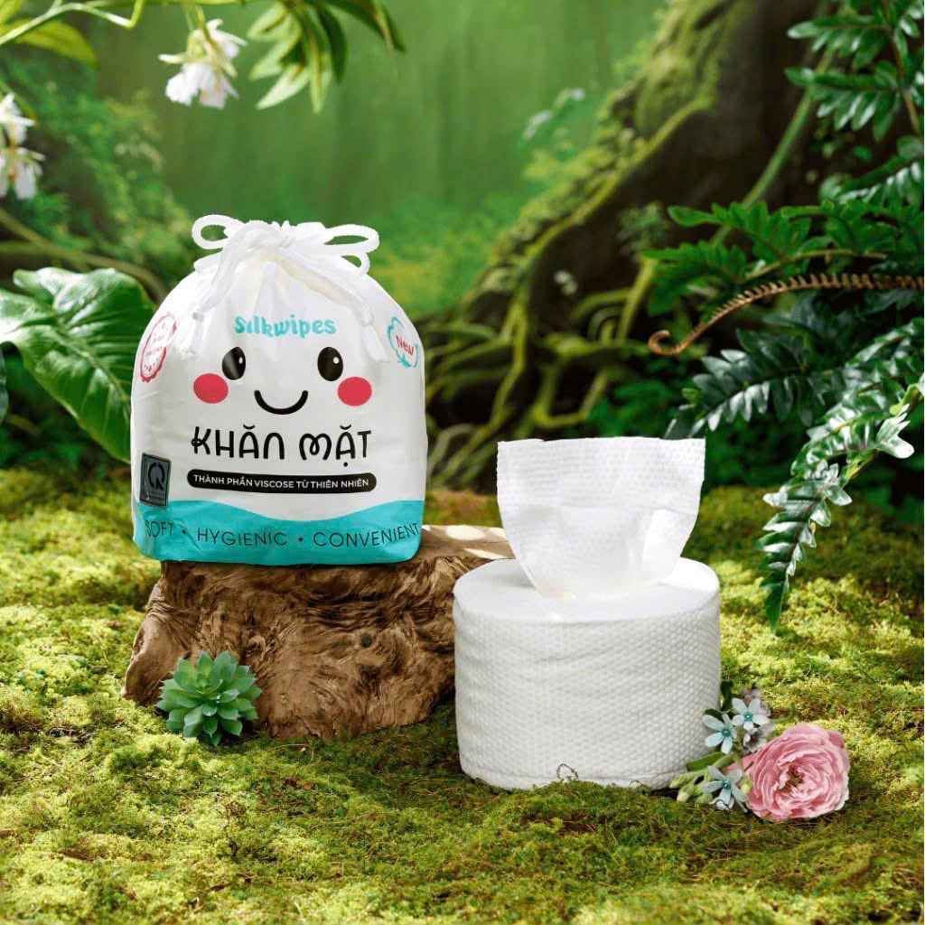 khăn mặt khô dạng cuộn Green Silkwipes